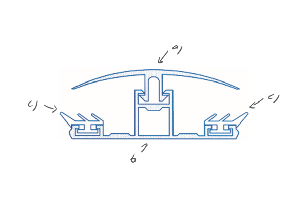 Sprossenmittelsystem für Stegplatten Dicke 8 - 10 mm